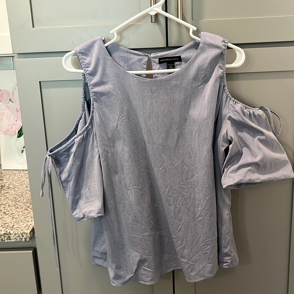 XL Blue Saks Fifth Avenue Cold Shoulder Top